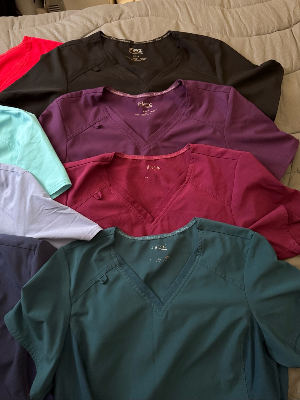 Bundle of Cherokee iFlex Scrub tops- 8 tops! - Picture 3 of 6